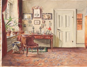 Hermann Haase (Maler), Schreibtischecke im Wohnzimmer der Ferdinandstraße 58 II, Aquarell